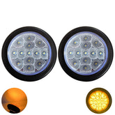 2.5" Round Red/Amber Led Clearance Side Marker Lights 13 LED Diodes Clear Lens ID Truck Utility Trailer RV UTE UTV Tractor Flush Mount Sleeper Waterproof 12V Sealed