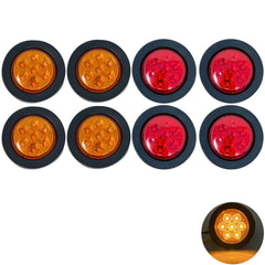 2" Amber/Red Round Trailer 7 LED Clearance Marker Lights DOT FMVSS 108 SAE P2 Reflector Lens Grommet Flush-Mount Waterproof IP67 Marker Clearance Lights for Trailer Truck