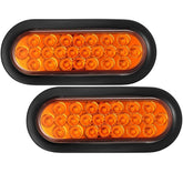 6" Inch Amber Oval 24 LED Mid Turn Tail Signal Truck Light w Rubber Grommet+3 wire Pigtail Trailer Plug - DOT/SAE Approved and Marked, Waterproof, Super Bright!
