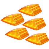 5x Super Bright Amber Yellow 17 LED Cab Marker Top Clearance Roof Lights Assembly Replacement For Semi Truck Trailer Kenworth Peterbilt Freightliner Mack Volvo International DOT