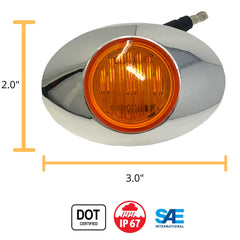 10Pcs 3" Amber Led Side Marker Lights 3 LED Chrome Surface Mount with Bullet Plugs Waterproof Peterbilt Kenworth Freightliner Led Cab Panel Sealed Surface Mount