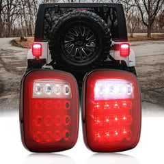 DOT Compliant 16 LED Jeep style Universal Tail Brake Turn Stop Back up Lights for Truck Trailer Boat Jeep etc,12V Stud Mounted Lamps,Pack of 2