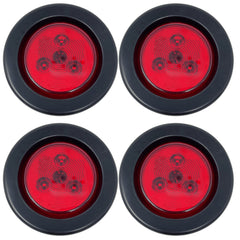 2.5" Red/Amber 3 LED Round Side Marker Clearance Lights Grommet Flush Mount, Sealed Truck Trailer with Reflex Lens, IP67 Waterproof- Super Bright DOT SAE P2 FMVSS 180