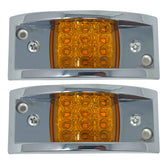 Amber Rectangular 4-4/5" Armored-Style Clearance Side Marker Light Chrome 12LED, Rectangle Led Trailer Clearance Lights, Surface Mount Led Lights