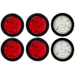 Qty 10- 4" Inch Red 28 LED Round Stop/Turn/Tail Brake Truck Light with Rubber Grommet & Wiring Trailer Truck RV 12V