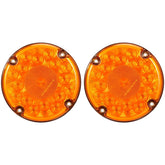 2Pcs 7" Round White/Amber/Red LED Backup Reverse Stop Turn Tail Lights 17 LED Marker Clearance Running Lights 4 Hole Surface Mount for Transit Vehicles Bus Truck Trailers 12V-30V