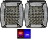 5.5" x 4" Rectangle 30 LED Red + Blue Strobe Light Iron/Metal Mounting Bracket DOT/SAE Approved Waterproof Anti-Shock Anti-Fog Towing Construction Safety Security (2 PACK)