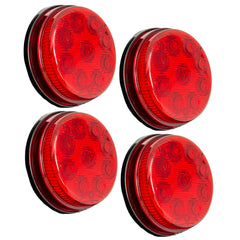 3-1/7" Round LED Light Black ABS Base Side Marker Clearance S/T/T 3 Wire Design 2 Screw Surface Mount 9 LEDs Black ABS Base IP 67 for Trailers - Red/Amber