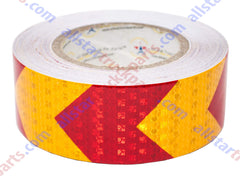 Yellow Red Arrow Reflective Tape, 2" Hazard Warning Tape Waterproof - High Intensity Reflector Conspicuity Safety Construction Strong Adhesive Crystal Lattice