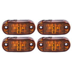 Red/Amber 2.5" 2 Diode Oval LED Trailer Truck Clearance Light Side Marker Light, Surface Mount Little Boat Marine Led Lights RV Camper Accessories