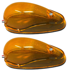 Pair (Qty 2) 4.6" Amber Sleeper Cab LED Side Marker/Turn Led Light Clearance For Freightliner Century/Columbia Surface Mount, Amber Oval Side Marker and Turn Signal Sealed