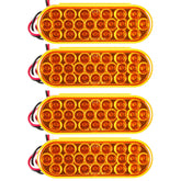 Amber 6" Oval 24 LED Trailer Signal Mid Turn Stop Turn Tail Mid Ship Indicator Light DOT/SAE Certified IP67 Waterproof Headache Rack Backrack Truck Camper RV Flatbed 12V Bright