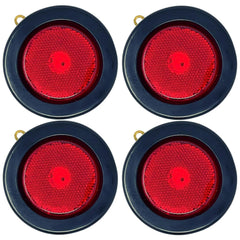 All Star Truck Parts 4x Red 2.5" Round 4 LED Side Marker Clearance Lights Grommet Flush Mount, IP67 Waterproof DOT SAE FMVSS 108