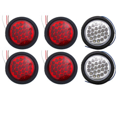 4" Round LED Trailer Tail Light 24 LED Stop Turn Signal Brake Marker Running Lights w/Rubber Grommet for Trucks Trailer RV Boat IP67 Waterproof, DOT Certified