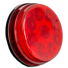 3-1/7" Round LED Light Black ABS Base Side Marker Clearance S/T/T 3 Wire Design 2 Screw Surface Mount 9 LEDs Black ABS Base IP 67 for Trailers - Red/Amber