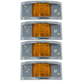 Amber Rectangular 4-4/5" Armored-Style Clearance Side Marker Light Chrome 12LED, Rectangle Led Trailer Clearance Lights, Surface Mount Led Lights