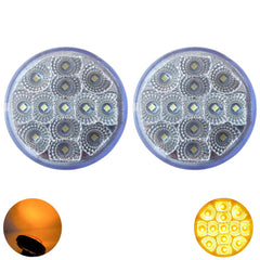 Amber/Red 2.5" Round Led Clearance Side Marker Lights Kit 13 LED Diodes Reflector Grommet Wire Pigtail Truck Utility Trailer RV UTV Tractor Flush Mount Waterproof 12V Sealed