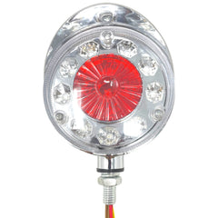 2pc Amber/Red 28 LED Double Face Stud Mount Pedestal Fender Stop Turn Tail Light for Truck Trailer Peterbilt Freightliner Mack Western Star. Left and Right Side Lights