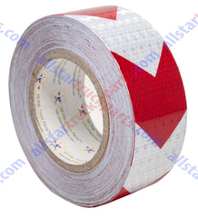 Red Arrow Reflective Tape, 2" Hazard Warning Tape Waterproof - High Intensity Reflector Conspicuity Safety Tape Strong Adhesive Crystal Lattice Red White Arrow