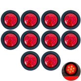 2" Amber/Red Round Trailer 7 LED Clearance Marker Lights DOT FMVSS 108 SAE P2 Reflector Lens Grommet Flush-Mount Waterproof IP67 Marker Clearance Lights for Trailer Truck