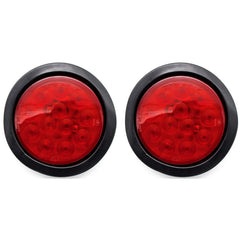 4" Inch White/Red/Amber 12 LED Round Stop/Turn/Tail/Reverse/Backup/Mid Turn/Signal Trailer Light Kit with 3 wire Pigtail Plug & Grommet