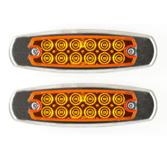 6.2" LED Marker Clearance Light 12 LED Amber/Red Trailer Lights Surface Mount Sealed 6-1/5" Amber/Red Rectangular Spyder Fish Shape Marker & Clearance Lights Stainless Steel Rim Bezel 12V