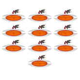 10Pcs 6-5/8" Amber Led Side Marker Lights 6LED Chrome Surface Mount with Bullet Plugs Waterproof Truck Trailer 18 Wheeler Semi Led Cab Panel Marker Lights Lites Sealed