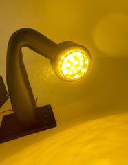 2pc Amber/Red 32-LED Double Face Rubber Surface Mount Pedestal Fender Side Marker Light Truck Trailer Flatbed Cargo Utility- Left and Right Angled Rugged IP67 Waterproof