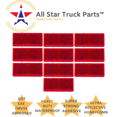 3-1/8" Rectangular Amber/Red Stick On Reflector - Trailers, Trucks, Automobiles, Mail Boxes, Boats, SUV's, RV's, Industrial Strong Adhesive DOT/SAE Approved