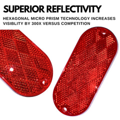 Oval Reflectors Red/Amber Self Adhesive Or Drill Mount Quick Mount SAE 13 DOT