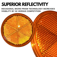 Class A 3" Round Reflector Strong Stick-on - RED/AMBER for Trailers, Trucks, Automobiles, Mail Boxes, Boats, SUV's, RV's, Industrial Applications