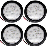 4" Inch White/Red/Amber 12 LED Round Stop/Turn/Tail/Reverse/Backup/Mid Turn/Signal Trailer Light Kit with 3 wire Pigtail Plug & Grommet