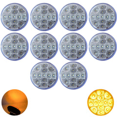 2.5" Round Red/Amber Led Clearance Side Marker Lights 13 LED Diodes Clear Lens ID Truck Utility Trailer RV UTE UTV Tractor Flush Mount Sleeper Waterproof 12V Sealed