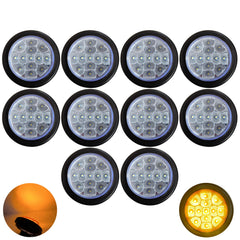 Amber/Red 2.5" Round Led Clearance Side Marker Lights Kit 13 LED Diodes Reflector Grommet Wire Pigtail Truck Utility Trailer RV UTV Tractor Flush Mount Waterproof 12V Sealed