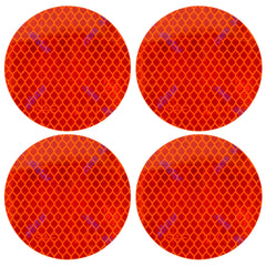 3" Inch Round DOT-SAE Amber/Red High Visibility Reflective Stick-On Prism Reflector | Strong Adhesive/Weatherproof | Trailer Camper RV Flatbed Fender Property Boat Marine…