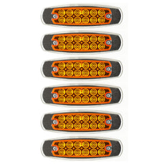 6.2" LED Marker Clearance Light 12 LED Amber/Red Trailer Lights Surface Mount Sealed 6-1/5" Amber/Red Rectangular Spyder Fish Shape Marker & Clearance Lights Stainless Steel Rim Bezel 12V