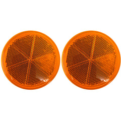 Class A 3" Round Reflector Strong Stick-on - RED/AMBER for Trailers, Trucks, Automobiles, Mail Boxes, Boats, SUV's, RV's, Industrial Applications