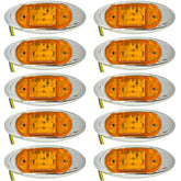 4-LED RED/AMBER 4" x 1.65" Mini Side Marker Red Light with Chrome Bezel, Universal LED Clearance Markers for Truck Trailer Boat ATV Marine Marker lights 12V High Brightness Side Marker Lights