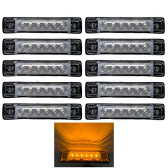 4"x1" Clear Lens Red Led Thin Slim line Trailer Side Marker Clearance Lights 6 LED Reflex Submersible Sealed 12V Surface Mount for Truck Trailer Boats, Rectangular