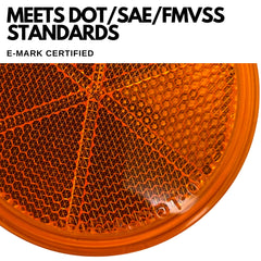 Class A 3" Round Reflector Strong Stick-on - RED/AMBER for Trailers, Trucks, Automobiles, Mail Boxes, Boats, SUV's, RV's, Industrial Applications (10x Red + 10x Amber)