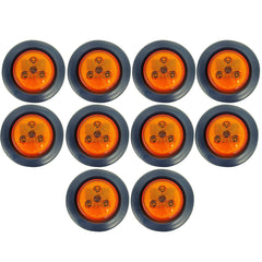 2.5" Red/Amber 3 LED Round Side Marker Clearance Lights Grommet Flush Mount, Sealed Truck Trailer with Reflex Lens, IP67 Waterproof- Super Bright DOT SAE P2 FMVSS 180