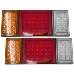 60 LED Truck Rectangle 3 Color Tail Light Bar Waterproof Turn Signal Brake Reverse Running Combination Combo Box Truck Boat Trailer Pickup RV Camper UTV Vans (2PCS) 12V 12" x 5"