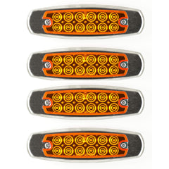 6.2" LED Marker Clearance Light 12 LED Amber/Red Trailer Lights Surface Mount Sealed 6-1/5" Amber/Red Rectangular Spyder Fish Shape Marker & Clearance Lights Stainless Steel Rim Bezel 12V