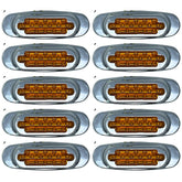 6.5" Inch Amber/Red/White LED Side Marker Lights Clearance Chrome Base Bezel 16 Diodes Surface Mount Led Cab Panel Lights Turn Signals Sealed Waterproof 12V
