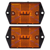 Square Red/Amber 3-LED Marker Light Reflectorized Lens Surface Mount, 2-4/5" Rectangular Truck Trailer Towing Led Light Side Reflector Reflex Accessories