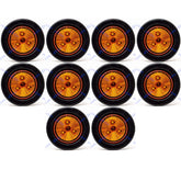 Red/Amber 2" Round Trailer 3 LED Clearance Side Marker Lights DOT FMVSS 108 SAE P2 Reflector Lens Grommet+Plug Flush-Mount Waterproof IP67 Marker Clearance Lights Trailer Truck