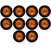 Red/Amber 2" Round Trailer 3 LED Clearance Side Marker Lights DOT FMVSS 108 SAE P2 Reflector Lens Grommet+Plug Flush-Mount Waterproof IP67 Marker Clearance Lights Trailer Truck