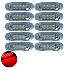 6.5" Inch Amber/Red/White LED Side Marker Lights Clearance Chrome Base Bezel 16 Diodes Surface Mount Led Cab Panel Lights Turn Signals Sealed Waterproof 12V