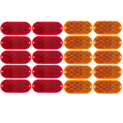 Oval Reflectors Red/Amber Self Adhesive Or Drill Mount Quick Mount SAE 13 DOT