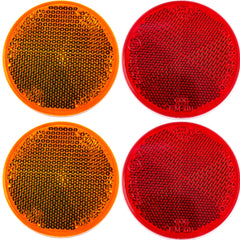 Qty 4 (2 Red/2 Amber) - 2" Inch Round Reflector Bike,Trailer, Truck, Boat, Mailbox, Construction, Signage, Warning with Super Strong Adhesive DOT/SAE Approved